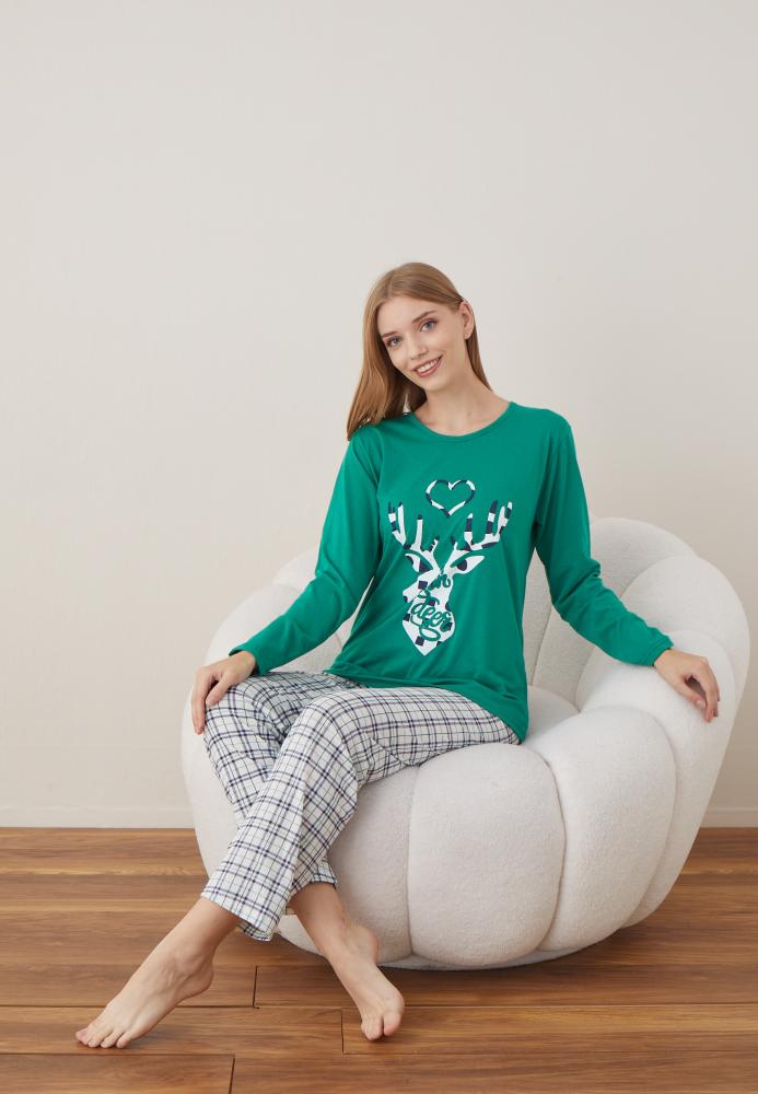 Pijama Dama Craciun ,maneca lunga ,pantaloni lungi,Engros